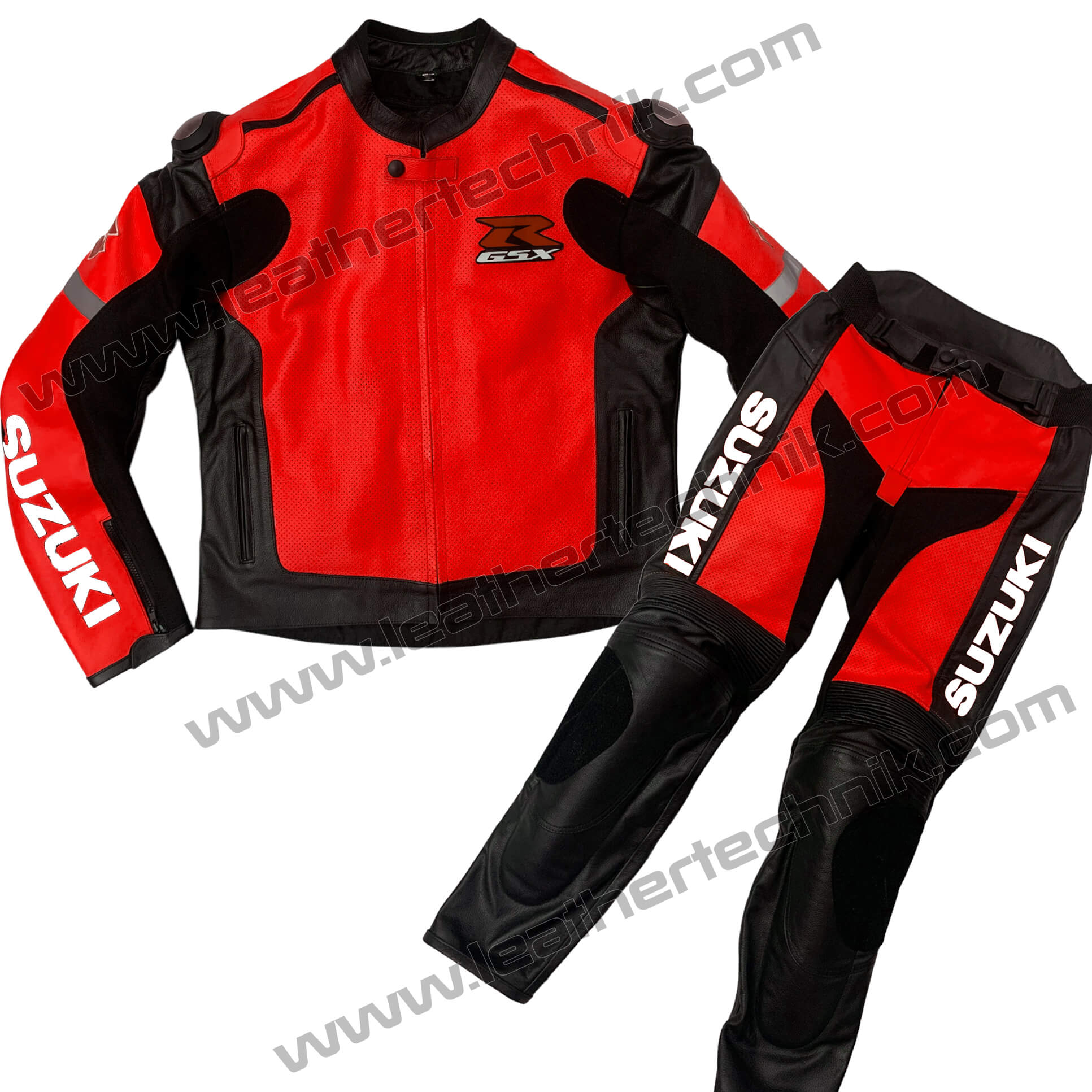 Red Suzuki Gsxr Leather Motorcycle Racing Suit